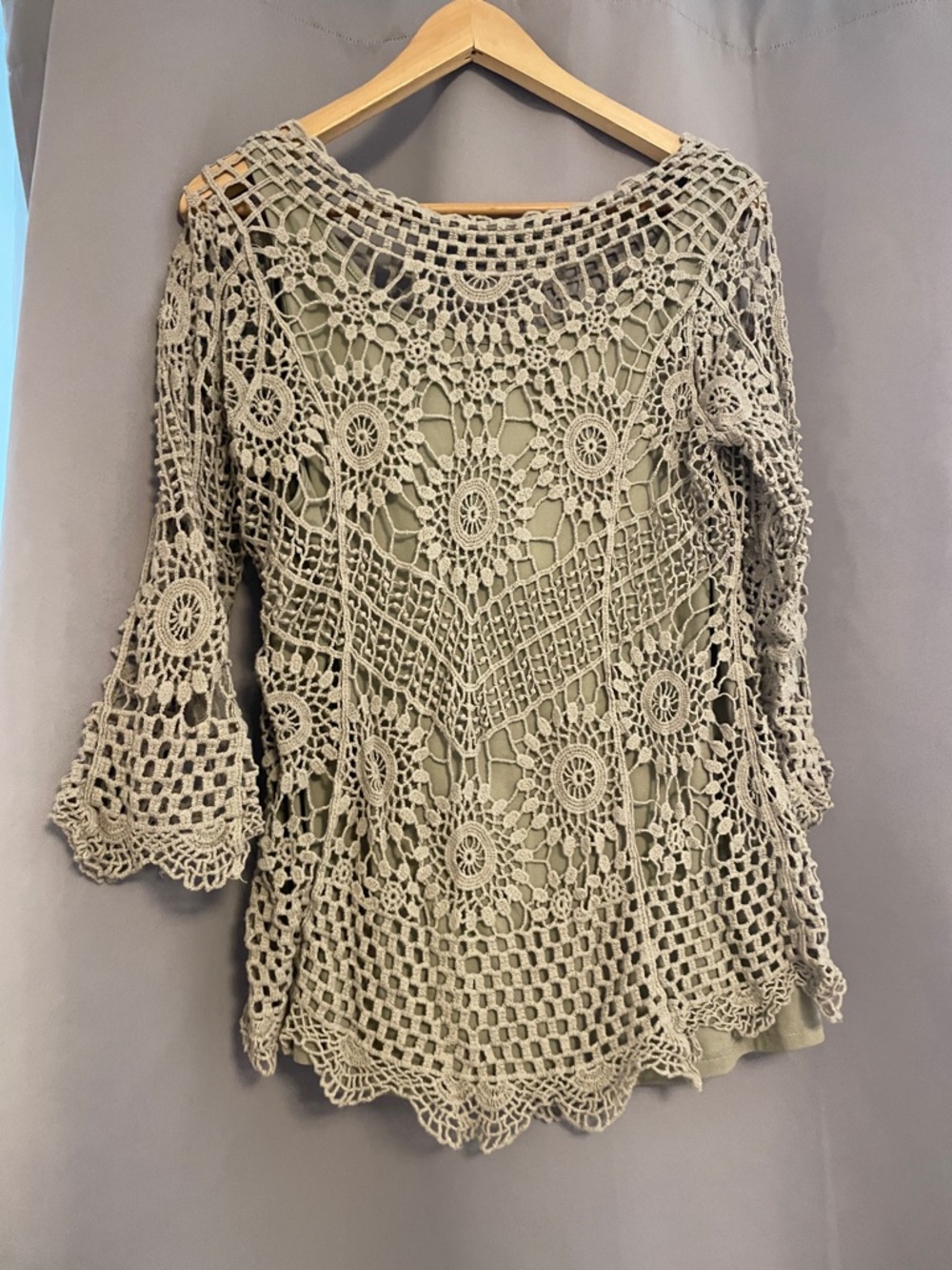Madewell Sage Crochet Overlay Tunic Top